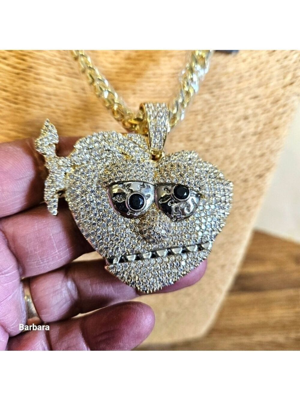 Men's Designed In LA Glo Gang X King Ice Gold/Crystal Pendant Necklace